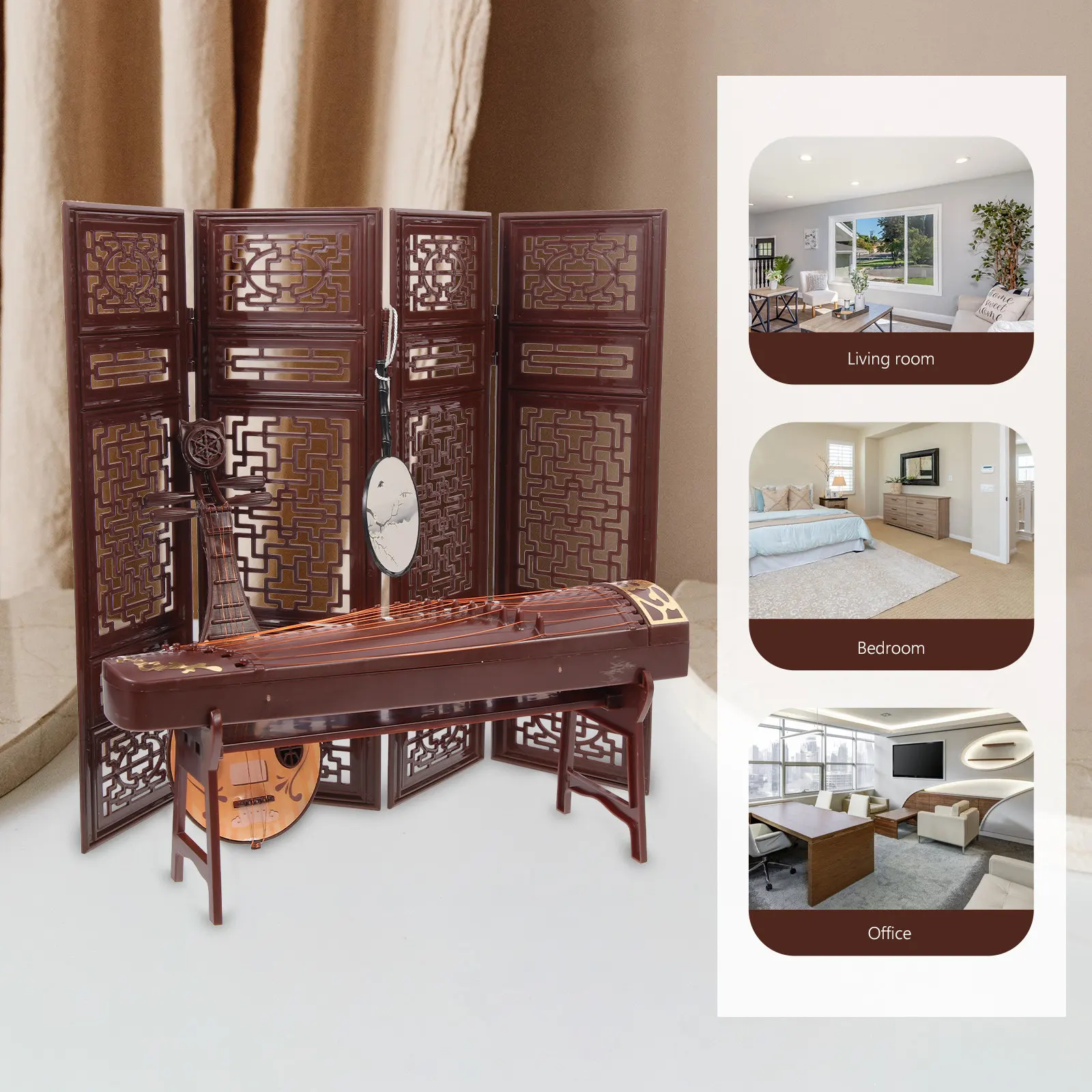 4Pcs Simulation Ancient Chinese Furniture Miniature Guzheng Pipa Fan Photo Prop Decor for Home Office Desktop Display
4Pcs Simulation Ancient Chinese Furniture Miniature Guzheng Pipa Fan Photo Prop Decor for Home Office Desktop Display