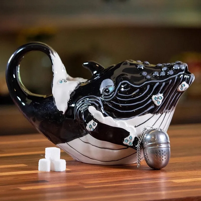 Mediterranean Ceramic Sculpture Whale Teapot Coffee Pot Christmas Present Crafts Room Decoration Living Room Porcelain Figurine
Mediterranean Ceramic Sculpture Whale Teapot Coffee Pot Christmas Present Crafts Room Decoration Living Room Porcelain Figurine