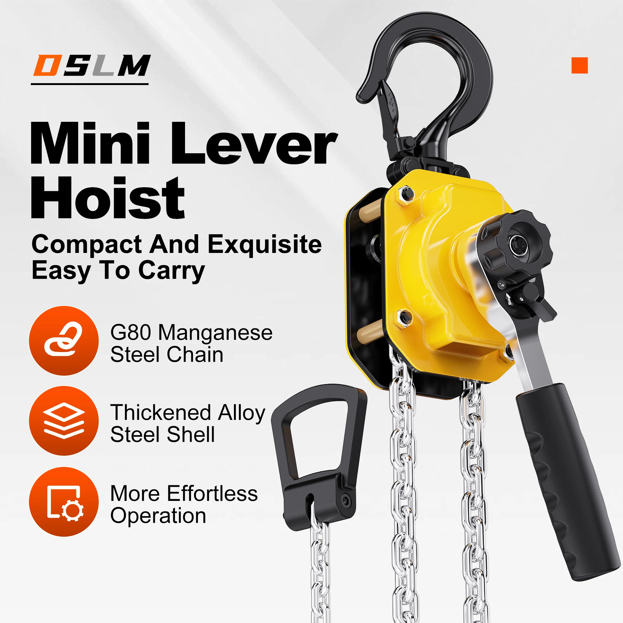 Ручная цепная таль DSLM Mini (0.25-0.5 т / 550-1100 фунтов) с цепью G80, портативный подъемный инструмент для склада и мастерской
Ручная цепная таль DSLM Mini (0.25-0.5 т / 550-1100 фунтов) с цепью G80, портативный подъемный инструмент для склада и мастерской