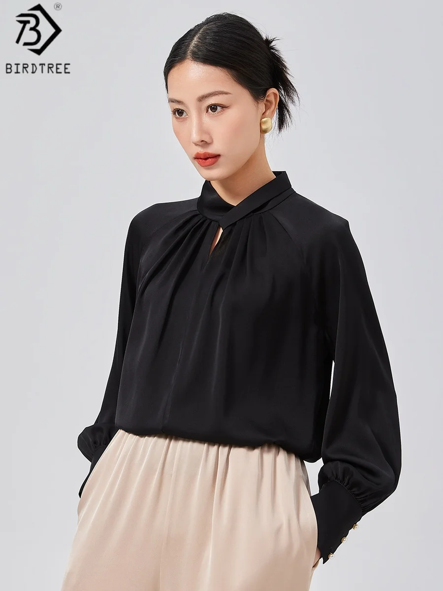 Birdtree, 90% Silk 10% Spandex Blouse, Women's Solid Lantern Sleeve Tops, French Style Shirt, 2026 New, White, Spring T62320JF
Birdtree, 90% Silk 10% Spandex Blouse, Women's Solid Lantern Sleeve Tops, French Style Shirt, 2026 New, White, Spring T62320JF