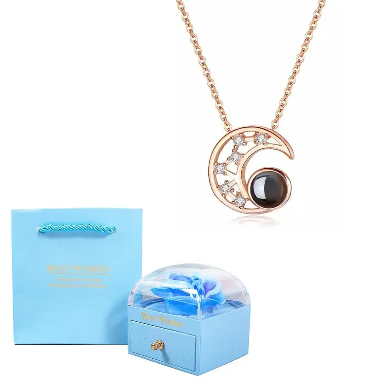 Customized Color Photo Projection Moon Necklaces With Rose Flower Gift Box Romantic Jewelry Family Birthday Wedding
Customized Color Photo Projection Moon Necklaces With Rose Flower Gift Box Romantic Jewelry Family Birthday Wedding