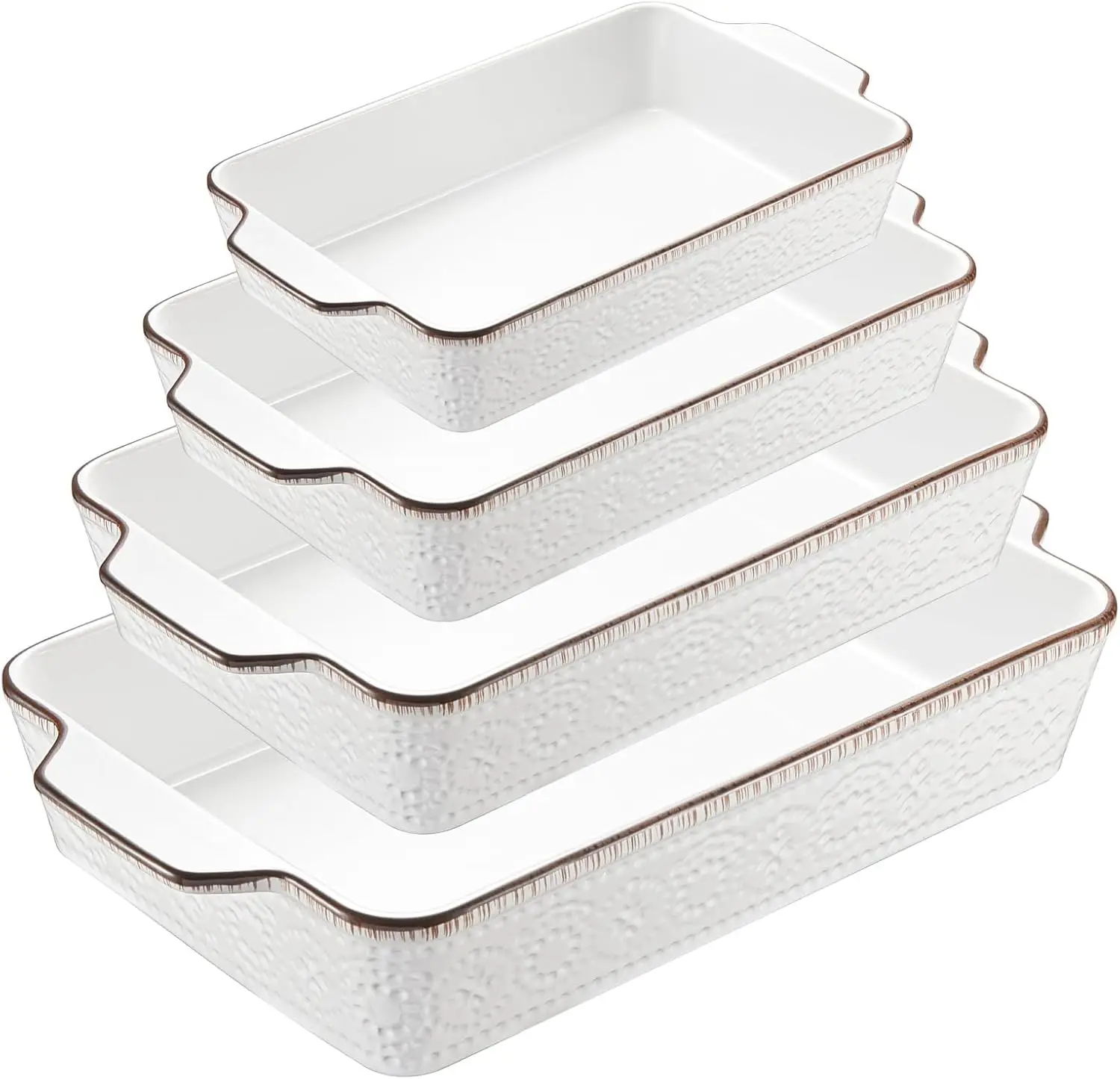4-Piece Ceramic Baking Dish Set, Non-Stick Lasagna Pans with Handles, Oven & Microwave Safe, Stackable, White
4-Piece Ceramic Baking Dish Set, Non-Stick Lasagna Pans with Handles, Oven & Microwave Safe, Stackable, White