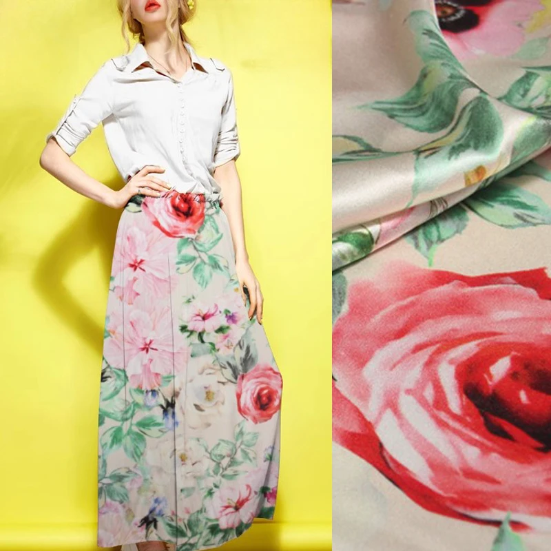 105CM Wide 20MM Stretch Silk Satin Fabric with Gorgeous Floral Print for Spring Summer Comfortable Dress Pants Pajamas R1851
105CM Wide 20MM Stretch Silk Satin Fabric with Gorgeous Floral Print for Spring Summer Comfortable Dress Pants Pajamas R1851