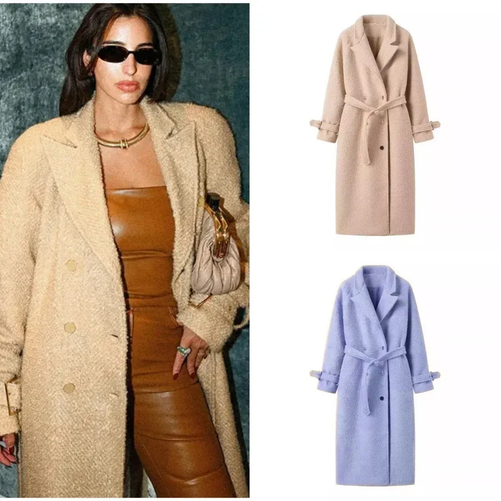 Retro Double-Breasted Woolen Long Coats Women Casual Lapel Pockets Maxi Coat With Belt Female Autumn Elegant Chic Street Outwear
Retro Double-Breasted Woolen Long Coats Women Casual Lapel Pockets Maxi Coat With Belt Female Autumn Elegant Chic Street Outwear