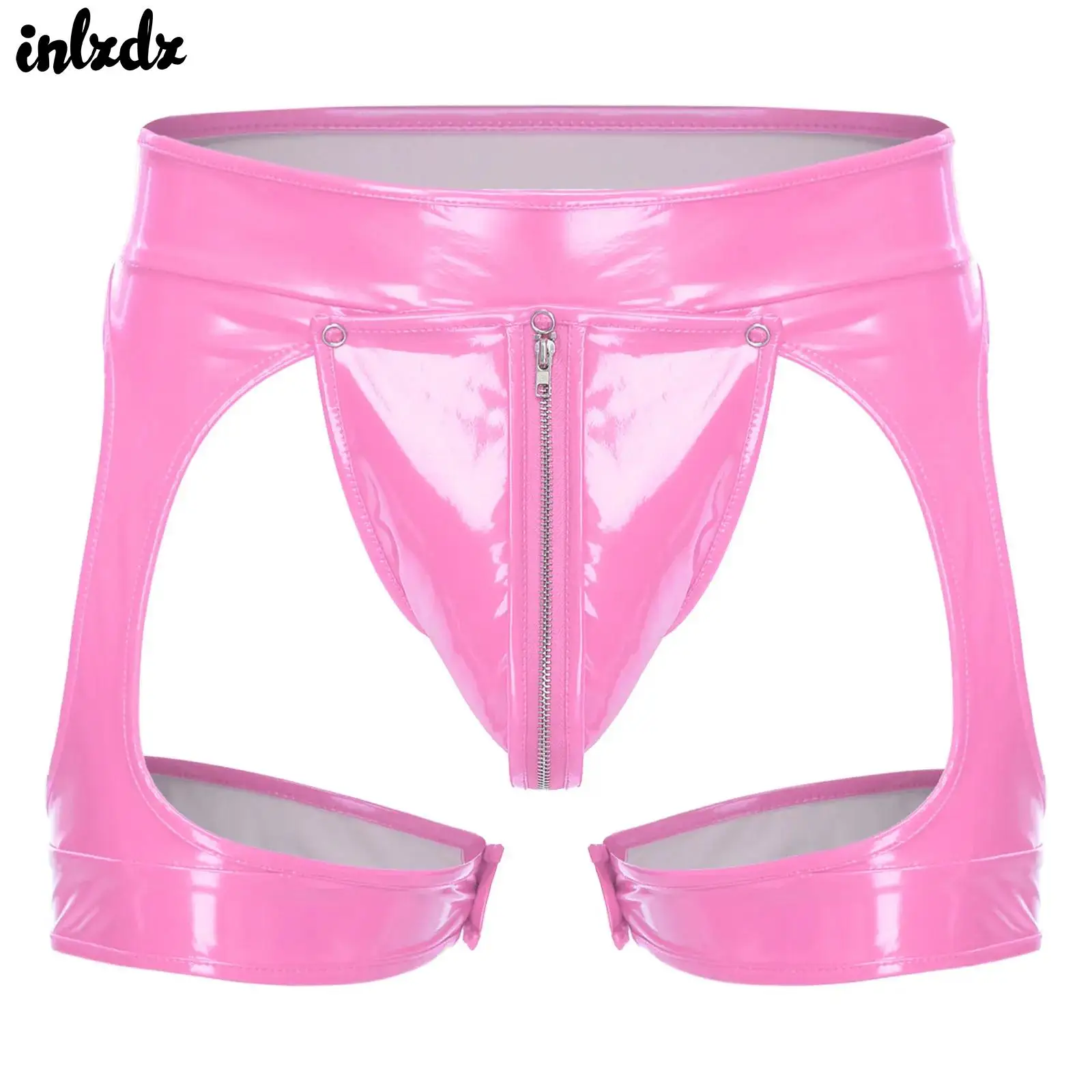 Mens Faux Leather Hollow Out Latex Underwear Bugle Pouch Panties Thongs Panties with Legs Bands Zipper Closure Briefs Underpants
Mens Faux Leather Hollow Out Latex Underwear Bugle Pouch Panties Thongs Panties with Legs Bands Zipper Closure Briefs Underpants