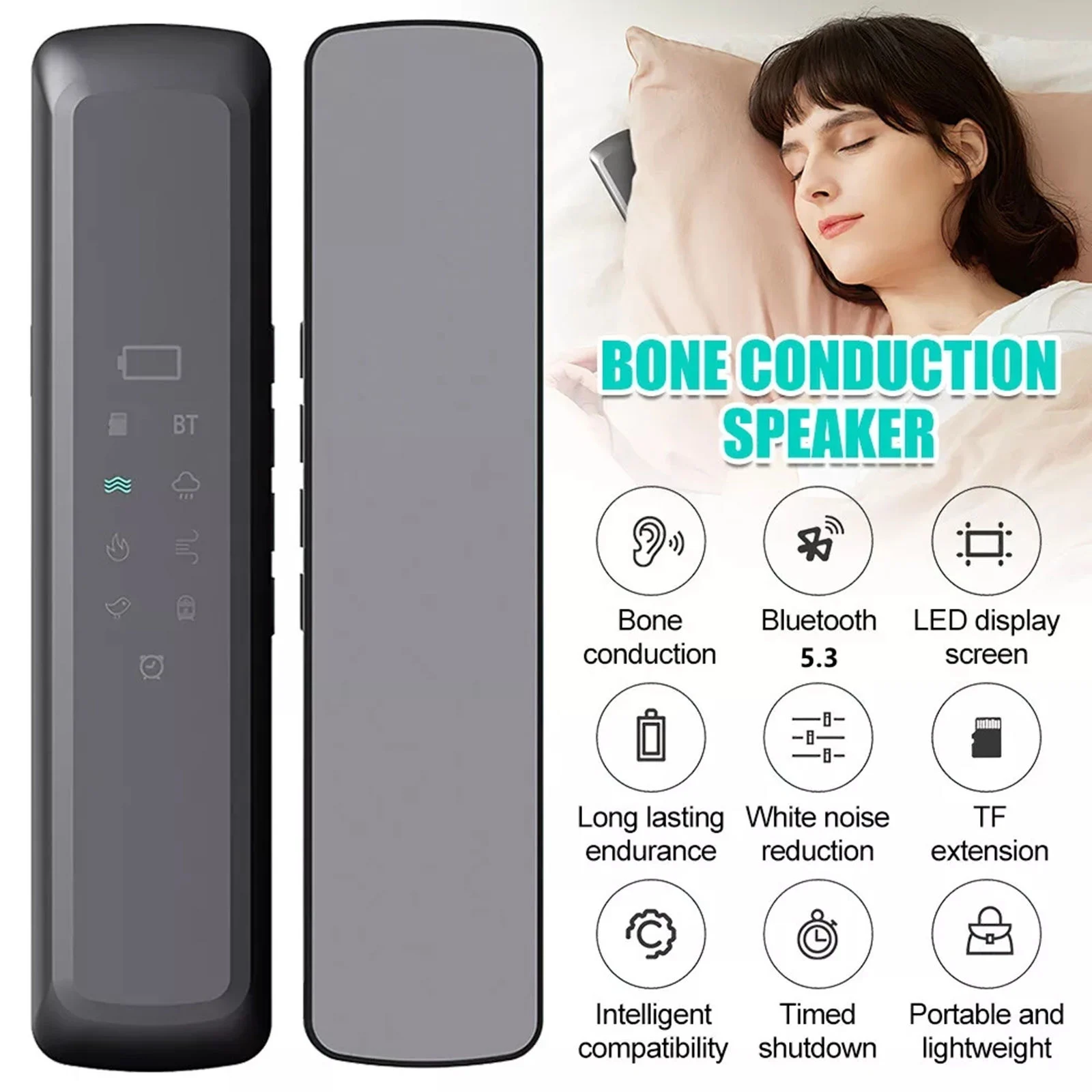 Under Pillow Speaker Bluetooth 5.3 Bone Conduction Sleep Aid with 6 Nature Sounds White Noise/Rain/Sea/Stream/Fireplace
Under Pillow Speaker Bluetooth 5.3 Bone Conduction Sleep Aid with 6 Nature Sounds White Noise/Rain/Sea/Stream/Fireplace