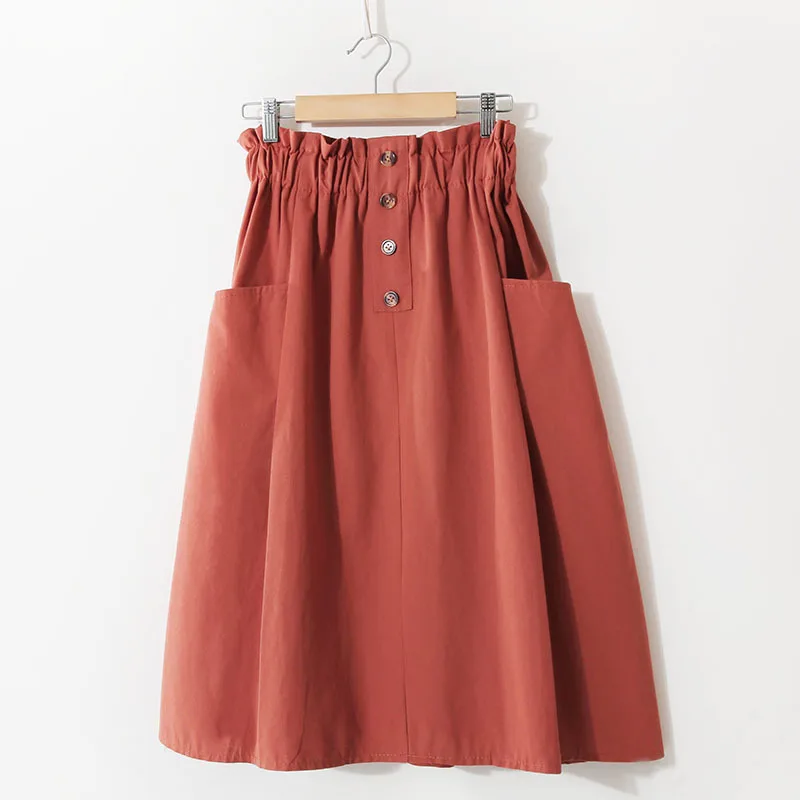 Spring Summer Women's Solid Color High Waisted Skirt with Pockets and Button Decor Korean Style A-line Skirt for Girls Students
Spring Summer Women's Solid Color High Waisted Skirt with Pockets and Button Decor Korean Style A-line Skirt for Girls Students