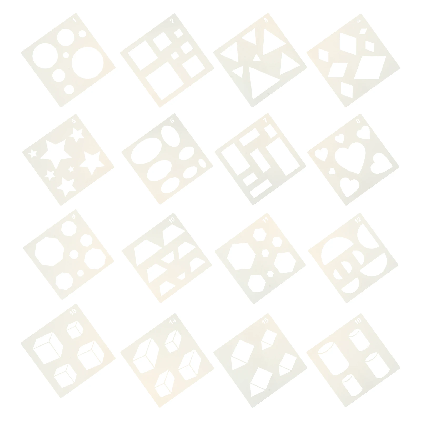 16pcs Mathematical Graphics Template Geometric Stencils Learning Templates DIY Crafts Projects Reusable Easy Clean Student
16pcs Mathematical Graphics Template Geometric Stencils Learning Templates DIY Crafts Projects Reusable Easy Clean Student