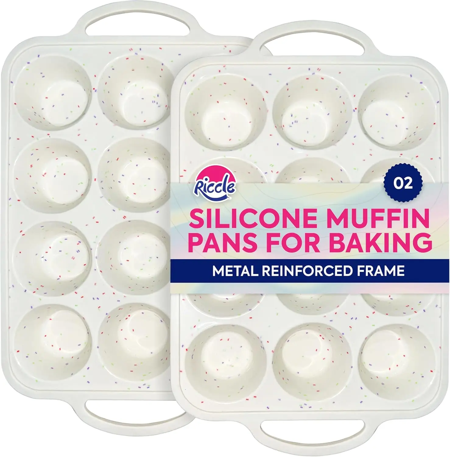 12 Cup Silicone Muffin Pan with Metal Frame, Nonstick Cupcake Baking Tray, Oven & Dishwasher Safe, BPA Free, 2 Pack
12 Cup Silicone Muffin Pan with Metal Frame, Nonstick Cupcake Baking Tray, Oven & Dishwasher Safe, BPA Free, 2 Pack