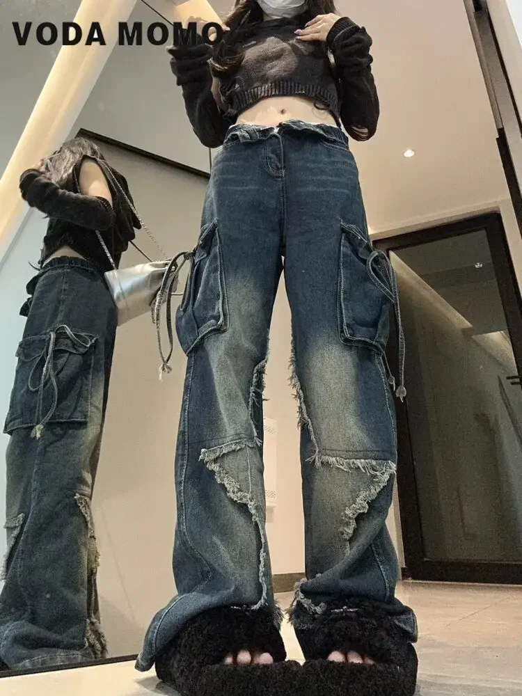 2024 Spring Summer New Cargo Jeans Woman American Streetwear Straight Barrel Jeans Women Five-pointed Star Embroidery Women Pant
2024 Spring Summer New Cargo Jeans Woman American Streetwear Straight Barrel Jeans Women Five-pointed Star Embroidery Women Pant