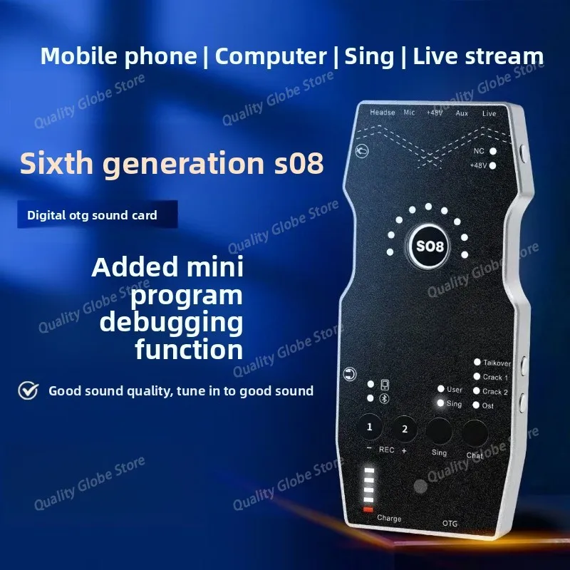 So8 6th Digital OTG Sound Card Support Equalization EQ Debugging Suitable For Singing Live Broadcasting
So8 6th Digital OTG Sound Card Support Equalization EQ Debugging Suitable For Singing Live Broadcasting
