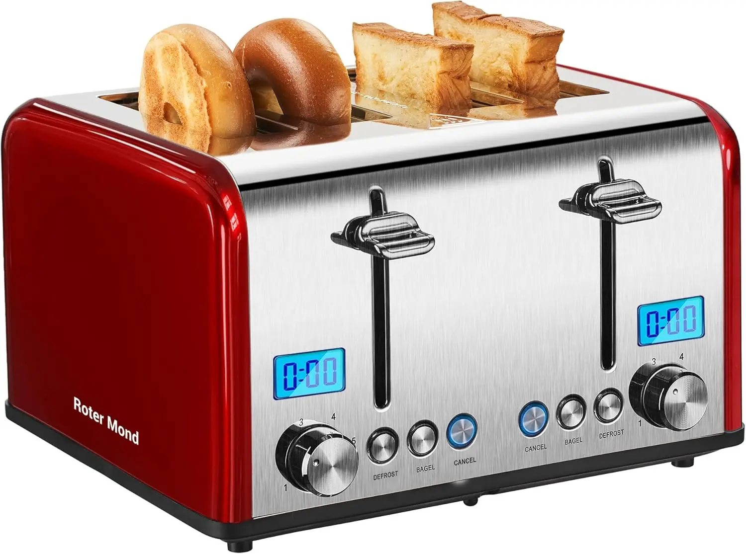 Kitchen Countdown 4-Slice Stainless Steel Toaster, Red, Bagel, Defrost, Cancel Function
Kitchen Countdown 4-Slice Stainless Steel Toaster, Red, Bagel, Defrost, Cancel Function