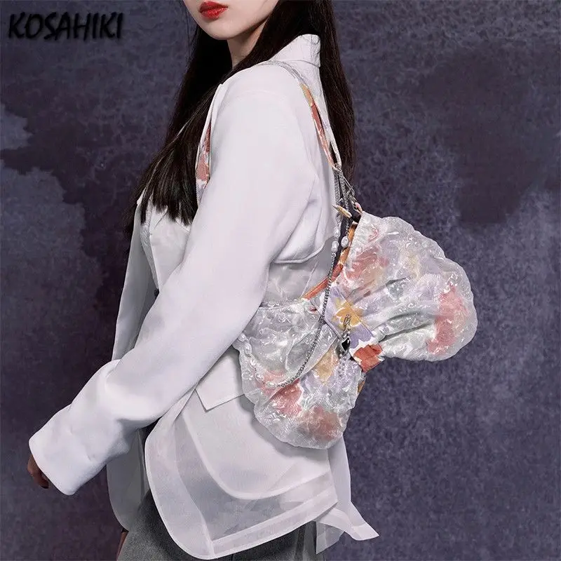 Luxury Design Fashion Office Lady Shoulder Bags Women Elegant Fairy Chain Handbags Y2k Aesthetic Chic Mesh Pleated Underarm Bag
Luxury Design Fashion Office Lady Shoulder Bags Women Elegant Fairy Chain Handbags Y2k Aesthetic Chic Mesh Pleated Underarm Bag