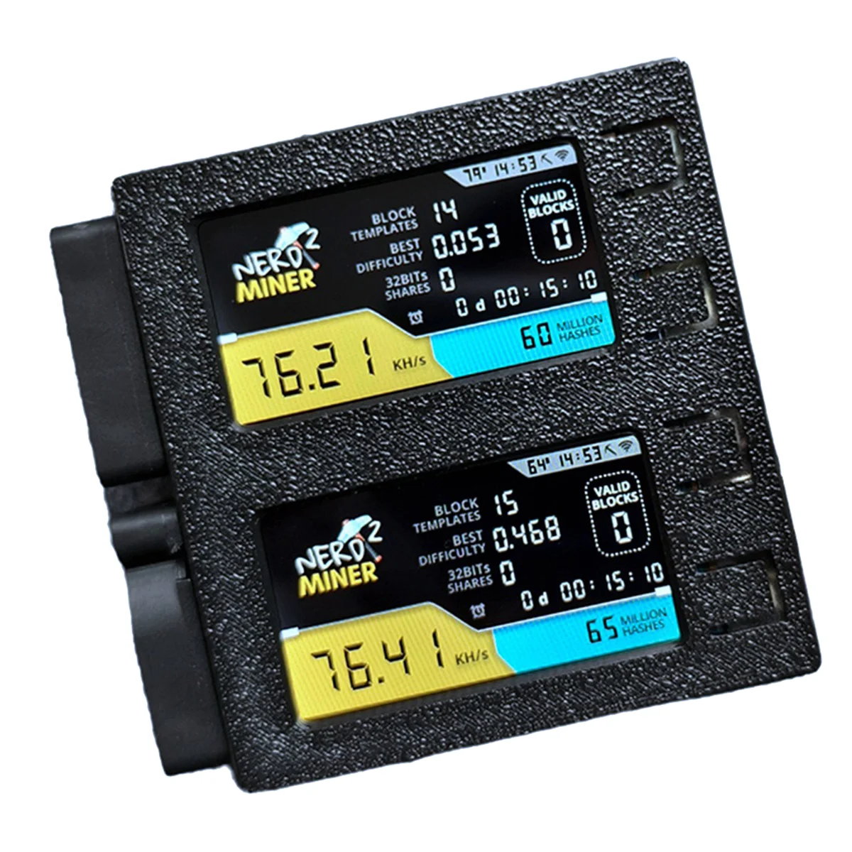 ATP-For NerdMiner V2 DUO 156K/S Dual Screen BTC Solo Lottery Miner Bitcoin Nerd Miner Black
ATP-For NerdMiner V2 DUO 156K/S Dual Screen BTC Solo Lottery Miner Bitcoin Nerd Miner Black