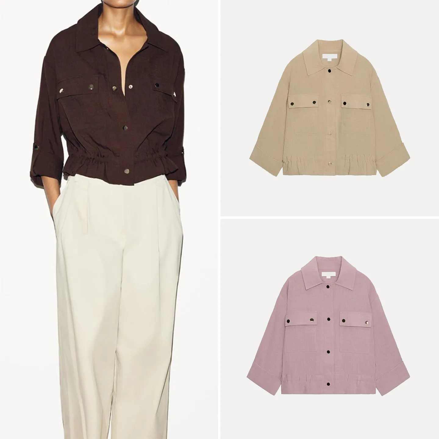 Women's Casual Style Short Outerwear Summer 2026 Sleeve Roll up Collar Stand Pure Color Commute Outerwear ZADATA Brand
Women's Casual Style Short Outerwear Summer 2026 Sleeve Roll up Collar Stand Pure Color Commute Outerwear ZADATA Brand