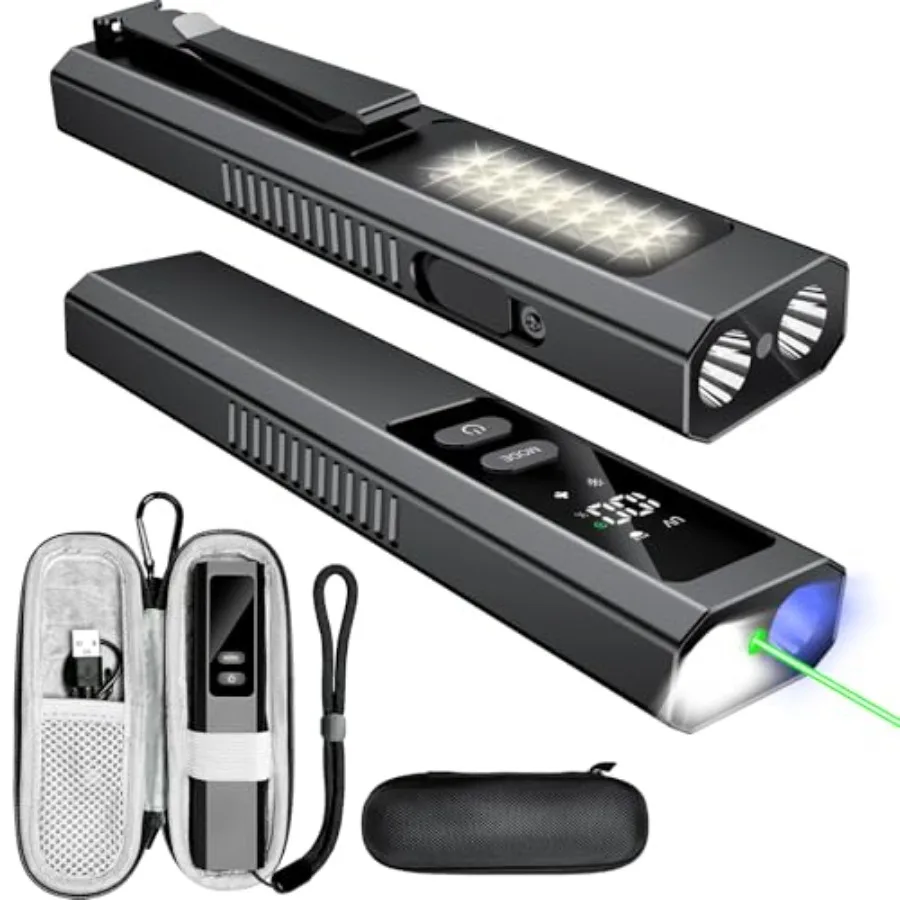 5IN1 EDC Flat Flashlight with Beam, 1000 Lumen Rechargeable Pocket Magnetic Work Light with UV Light, Side Light and Warning Li
5IN1 EDC Flat Flashlight with Beam, 1000 Lumen Rechargeable Pocket Magnetic Work Light with UV Light, Side Light and Warning Li