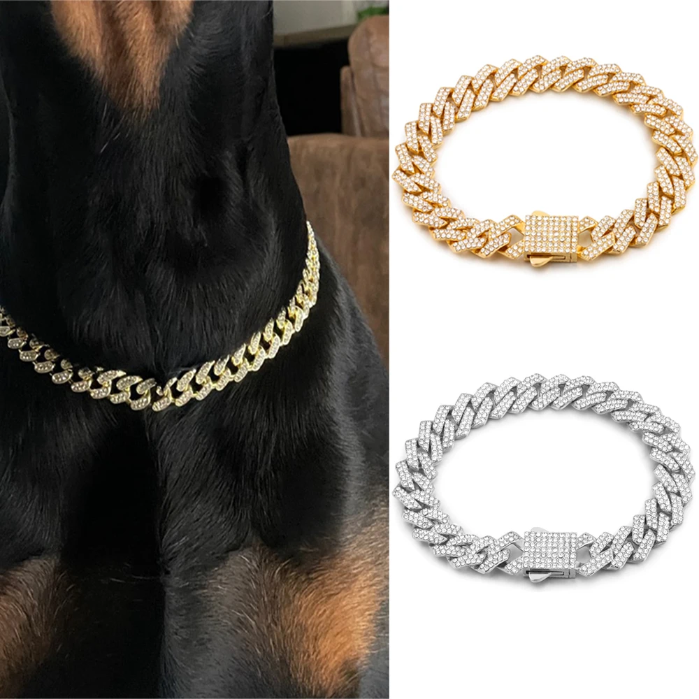 Luxury Dog Chain Diamond Cuban Collar Walking Metal Chain Collar With Spring Clasp Pet Cat Cuban Collar Jewelry Wholesale
Luxury Dog Chain Diamond Cuban Collar Walking Metal Chain Collar With Spring Clasp Pet Cat Cuban Collar Jewelry Wholesale