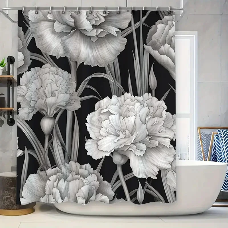 Floral Bathroom Shower Curtain Modern Black White Design with Peonies Flowers for Home Decor Size69x72 inches (180x183cm)
Floral Bathroom Shower Curtain Modern Black White Design with Peonies Flowers for Home Decor Size69x72 inches (180x183cm)