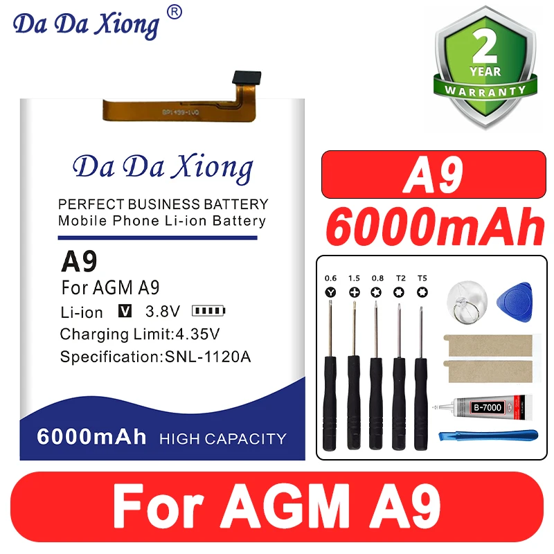 DaDaXiong 100% New A9 6000mAh Battery for AGM A9 New Replacement Accessory Accumulators Batteries
DaDaXiong 100% New A9 6000mAh Battery for AGM A9 New Replacement Accessory Accumulators Batteries