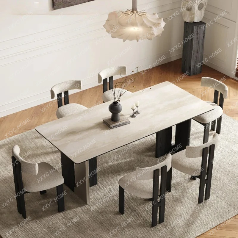 LXretro rock slab dining table modern simple home wabi style rectangular dining table
LXretro rock slab dining table modern simple home wabi style rectangular dining table