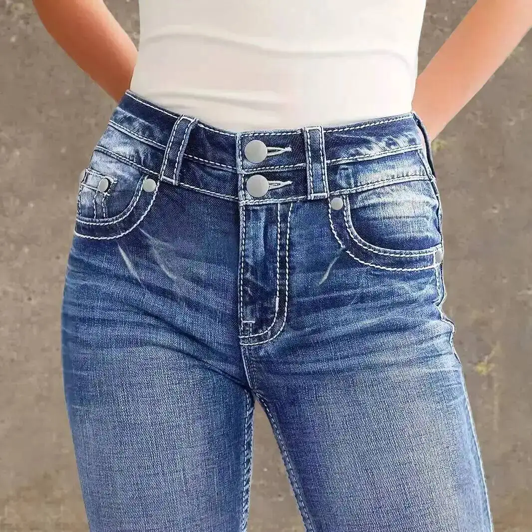 Spring/Summer Women's Slim-Fit 2026 Stretch Denim Pants With Back Pocket Double Buttons And Embroidery
Spring/Summer Women's Slim-Fit 2026 Stretch Denim Pants With Back Pocket Double Buttons And Embroidery