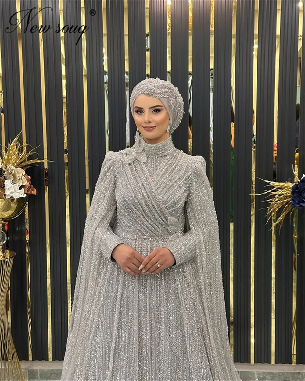 Muslim Silver Evening Dresses Customized Long Sleeves Women Cocktail Party Gowns Glitter Beading Dubai Engagement Prom Dress
Muslim Silver Evening Dresses Customized Long Sleeves Women Cocktail Party Gowns Glitter Beading Dubai Engagement Prom Dress