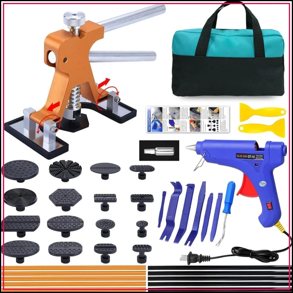 Adjustable Paintless Dent Removal Kit with 100W Glue Gun for Car, Truck & SUV Hail Damage & Door Dings
Adjustable Paintless Dent Removal Kit with 100W Glue Gun for Car, Truck & SUV Hail Damage & Door Dings