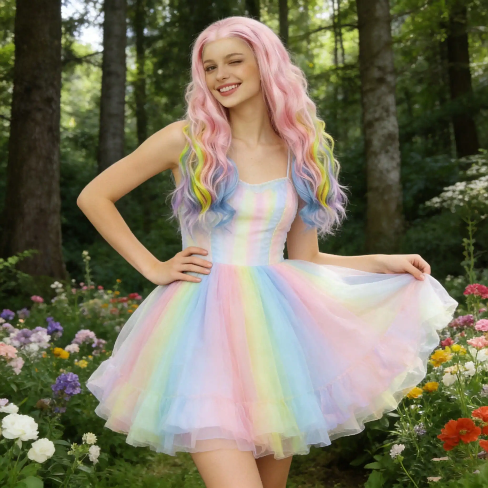 13x3 Lace Front Wig Vibrant Pastel Pink Base Rainbow Ombre Long Wavy Heat Resistant Synthetic Hair , Natural Hairline
13x3 Lace Front Wig Vibrant Pastel Pink Base Rainbow Ombre Long Wavy Heat Resistant Synthetic Hair , Natural Hairline