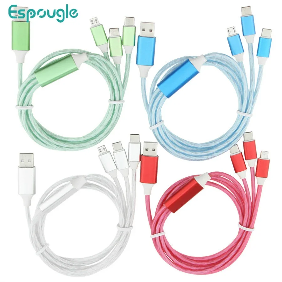 100pcs 1.2m 3 in 1 Streamer TypeC 8Pin Micro USB Charge Wire Cable Fast Charging For iPhone Samsung S9 Redmi Phone Charger Cord
100pcs 1.2m 3 in 1 Streamer TypeC 8Pin Micro USB Charge Wire Cable Fast Charging For iPhone Samsung S9 Redmi Phone Charger Cord