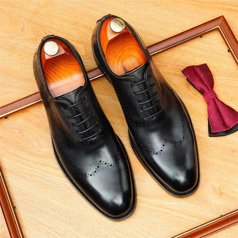 Dress Shoes Men Calfskin Round Toe Lace Up Solid Color Flats Formal Dress Office Wedding Shoes Handmade Footwear
Dress Shoes Men Calfskin Round Toe Lace Up Solid Color Flats Formal Dress Office Wedding Shoes Handmade Footwear