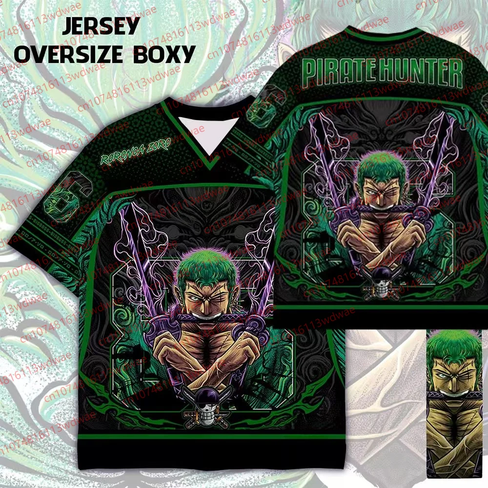 One Piece Roronoa Zoro Jersey Oversize Shirt Men Anime Pirate Hunter Streetwear Sports Top 5th gear Luffy American Football Tee
One Piece Roronoa Zoro Jersey Oversize Shirt Men Anime Pirate Hunter Streetwear Sports Top 5th gear Luffy American Football Tee