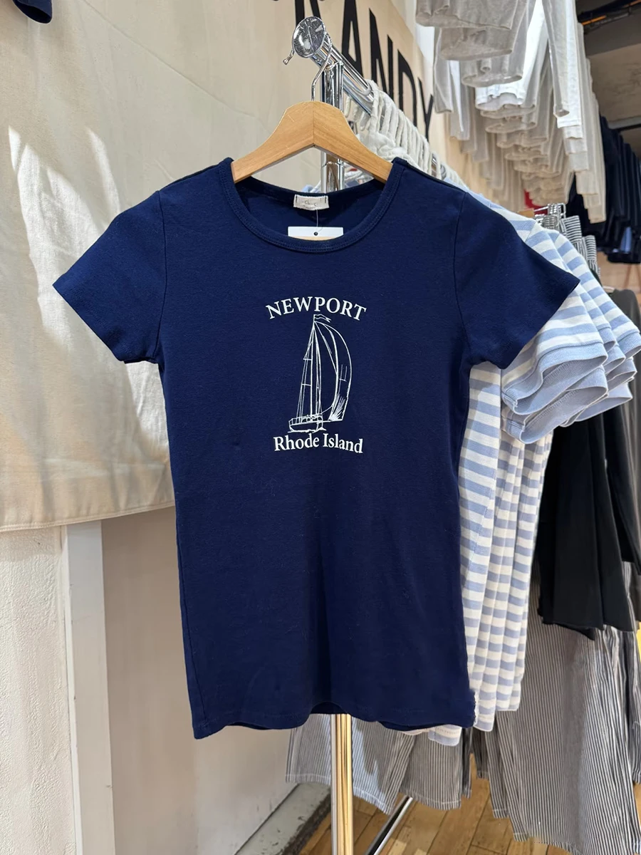 Sailboat Print Navy Slim T-shirt For Woman Summer O-neck Short Sleeve Tshirt Female Vintage Y2k Streetwear Cotton Tee Tops New
Sailboat Print Navy Slim T-shirt For Woman Summer O-neck Short Sleeve Tshirt Female Vintage Y2k Streetwear Cotton Tee Tops New
