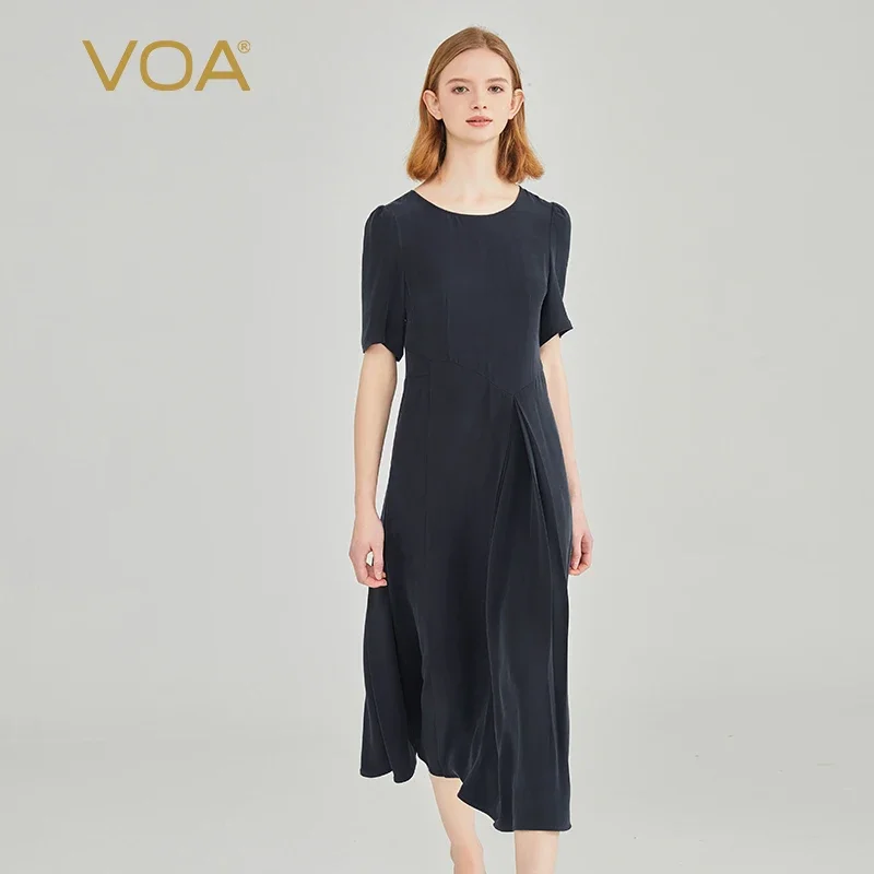 VOA 30 Momme Heavyweight Sandwashed Silk O-neck Dresses Women Bubble Short Sleeve Loose Waist Simple Casual Silk Dress AE2123
VOA 30 Momme Heavyweight Sandwashed Silk O-neck Dresses Women Bubble Short Sleeve Loose Waist Simple Casual Silk Dress AE2123