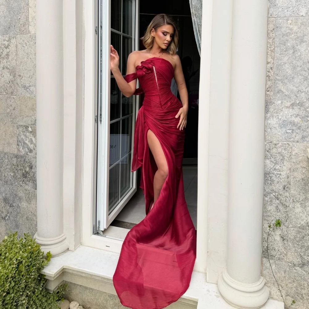 Customized Red Chiffon Pleat Ruched Draped Mermaid Off-the-shoulder Long Dresses Evening Dresses Sizes Available High Quality
Customized Red Chiffon Pleat Ruched Draped Mermaid Off-the-shoulder Long Dresses Evening Dresses Sizes Available High Quality