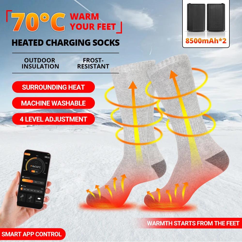 Электрические носки с аккумулятором 8500 мАч, приложение для управления, носки с подогревом, теплые носки для катания на лыжах, охоты, рыбалки, термогрелка для ног с подогревом
Электрические носки с аккумулятором 8500 мАч, приложение для управления, носки с подогревом, теплые носки для катания на лыжах, охоты, рыбалки, термогрелка для ног с подогревом