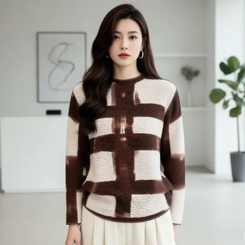 Miyake Printed Retro Top 2026 Women's Spring New Loose Large Size Round Neck Long Sleeve T-shirt Women's Thin Stretchy Clothing
Miyake Printed Retro Top 2026 Women's Spring New Loose Large Size Round Neck Long Sleeve T-shirt Women's Thin Stretchy Clothing