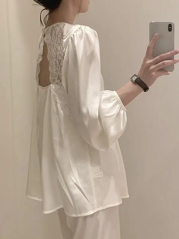 Large Size 300 Pounds Backless Lace Sleepwear Set Women's Spring Autumn High Sensation Long Sleeve Long Pants Home Clothes Tw...
Large Size 300 Pounds Backless Lace Sleepwear Set Women's Spring Autumn High Sensation Long Sleeve Long Pants Home Clothes Tw...
