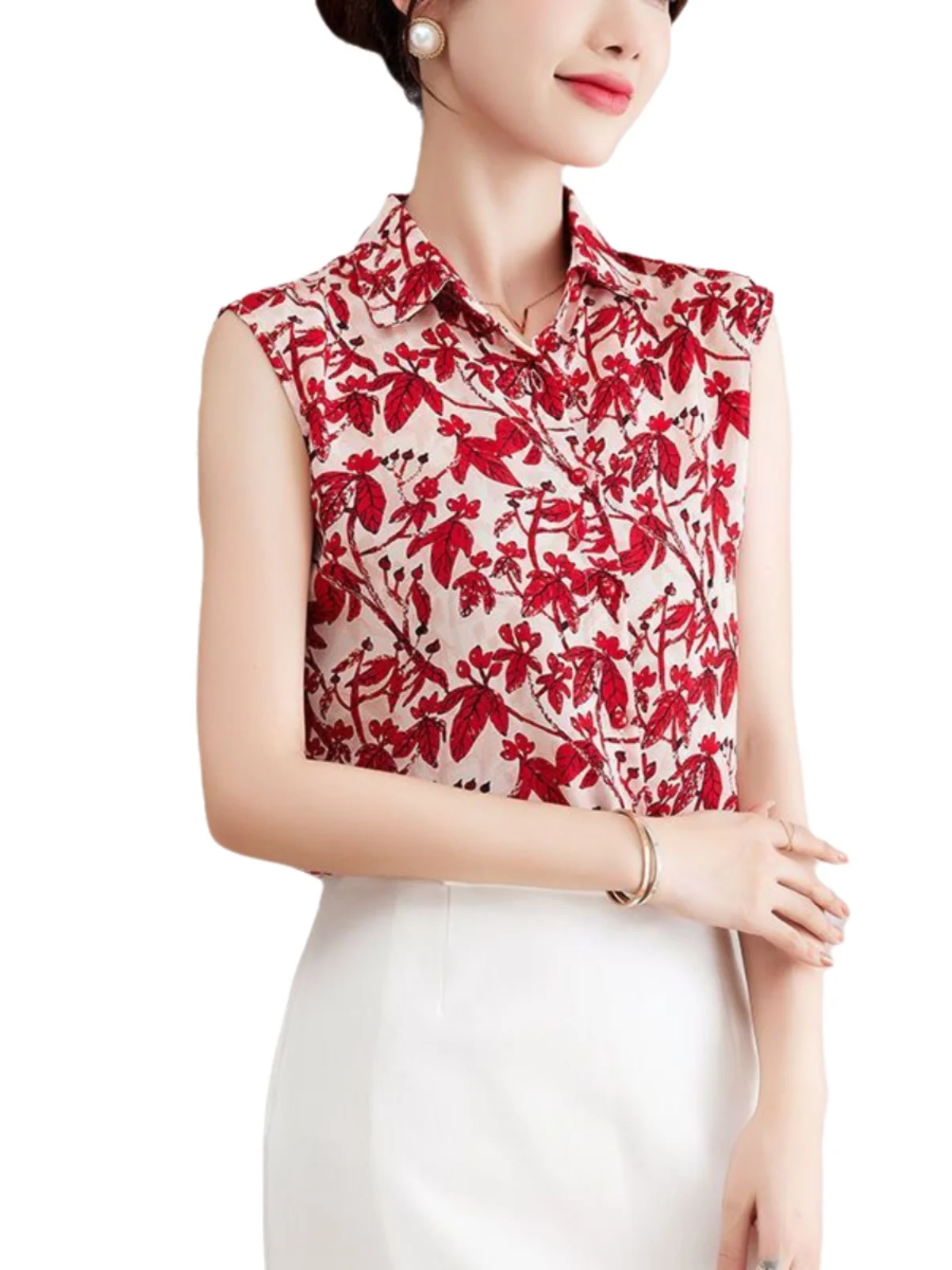 Early Autumn Maple Le Pattern Chiffon Blouse Women's Faionable Summer irt Inner Wear Outer Wear Polyester Fiber
Early Autumn Maple Le Pattern Chiffon Blouse Women's Faionable Summer irt Inner Wear Outer Wear Polyester Fiber