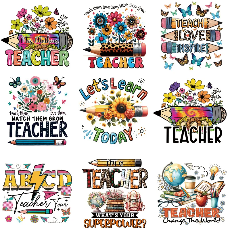 Teachers ' Day Cartoon Pencil DTF Heat Transfer Patches Easy Iron On Decals For DIY T-Shirts Jeans Accessories Decal For Clothes
Teachers ' Day Cartoon Pencil DTF Heat Transfer Patches Easy Iron On Decals For DIY T-Shirts Jeans Accessories Decal For Clothes