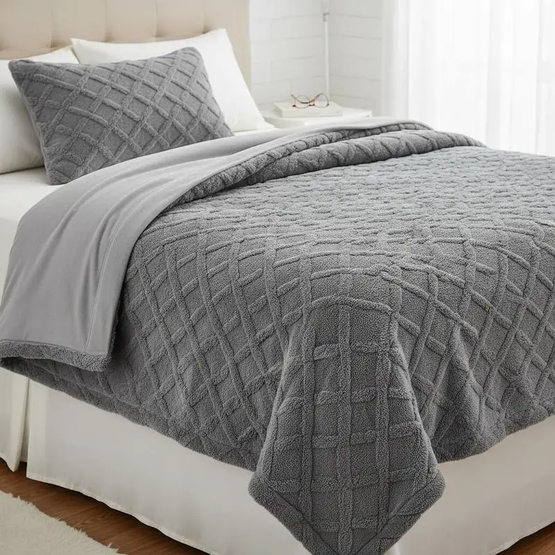 Weighted blanket, 9 kg, therapy blanket 1524x2032 mm, queen-size weighted blanket, sherpa fleece blanket with glass beads, for adults weighing 90–113 kg, relief from anxiety and stress, grey
Weighted blanket, 9 kg, therapy blanket 1524x2032 mm, queen-size weighted blanket, sherpa fleece blanket with glass beads, for adults weighing 90–113 kg, relief from anxiety and stress, grey