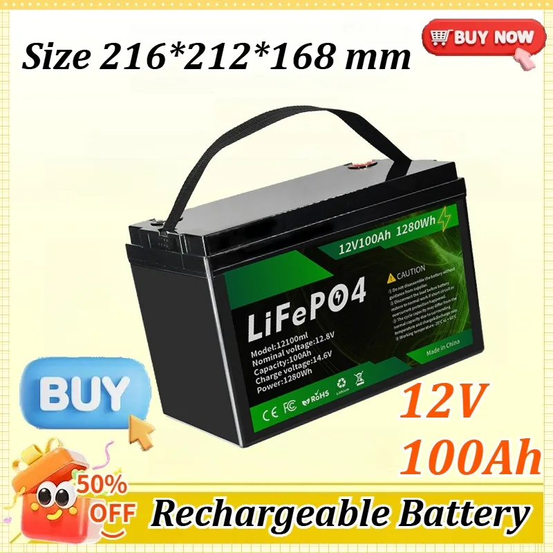 12V 100Ah LiFePO4 Lithium Battery Built-in BMS Multiple Charging Methods Like Solar, Suitable for Indoor & Outdoor Power Use
12V 100Ah LiFePO4 Lithium Battery Built-in BMS Multiple Charging Methods Like Solar, Suitable for Indoor & Outdoor Power Use