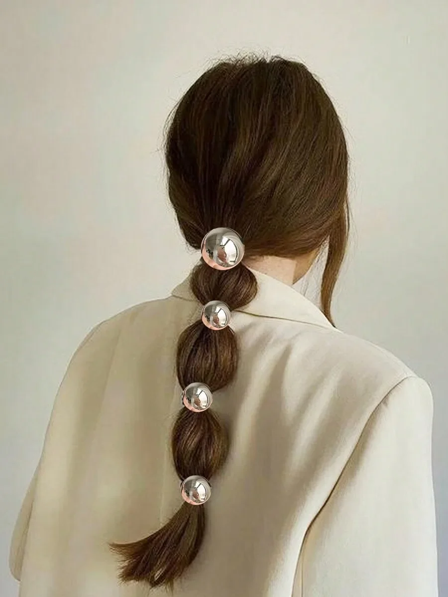 4pcs Set Shiny Metallic Ball Elastic Hair Ties Korean Style Ponytail Accessories For Women
4pcs Set Shiny Metallic Ball Elastic Hair Ties Korean Style Ponytail Accessories For Women