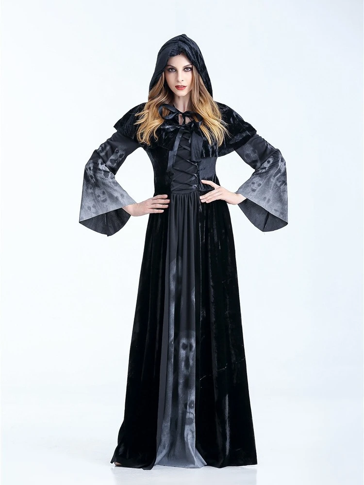 Halloween Skeleton Print Witch Cosplay Long Skirt Performance Costume Queen Court Hatless Women's Traditional Ethnic ...
Halloween Skeleton Print Witch Cosplay Long Skirt Performance Costume Queen Court Hatless Women's Traditional Ethnic ...