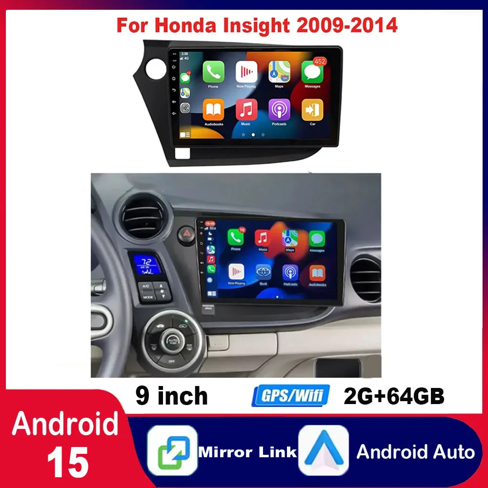 Автомобильная стереосистема Android 15 подходит для Carplay Android Auto GPS-навигация 9 дюймов Wi-Fi FM/DRS Mirror Link + AHD для Honda Insight 2009-2014
Автомобильная стереосистема Android 15 подходит для Carplay Android Auto GPS-навигация 9 дюймов Wi-Fi FM/DRS Mirror Link + AHD для Honda Insight 2009-2014