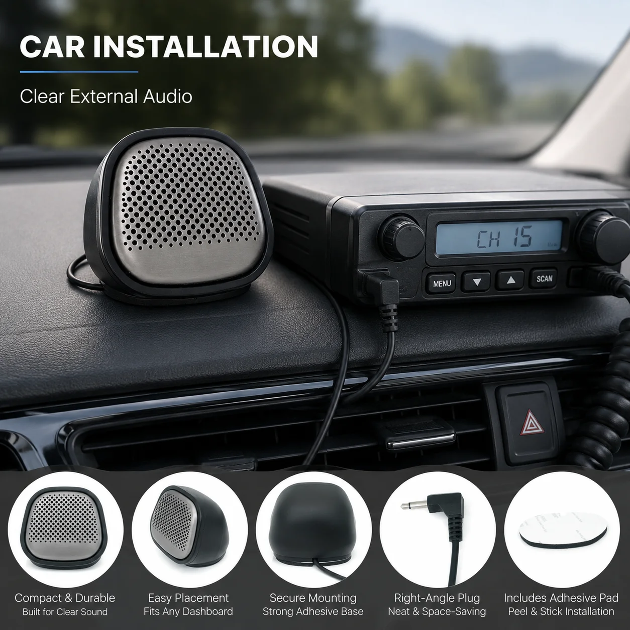 Gunmetal Gray 3.5mm Mini External Speaker for CB Radio and Two-Way Radio Mini Vehicle Communication Speaker for Baofeng Motorola
Gunmetal Gray 3.5mm Mini External Speaker for CB Radio and Two-Way Radio Mini Vehicle Communication Speaker for Baofeng Motorola