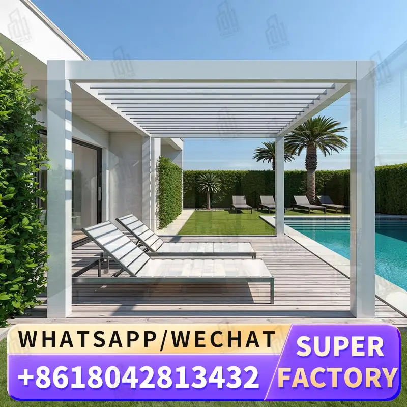 Waterproof Automatic Motorized Aluminum Pergola with Sliding Door Wholesale Louvre Pergola for Garden Patio Backyard pergola
Waterproof Automatic Motorized Aluminum Pergola with Sliding Door Wholesale Louvre Pergola for Garden Patio Backyard pergola