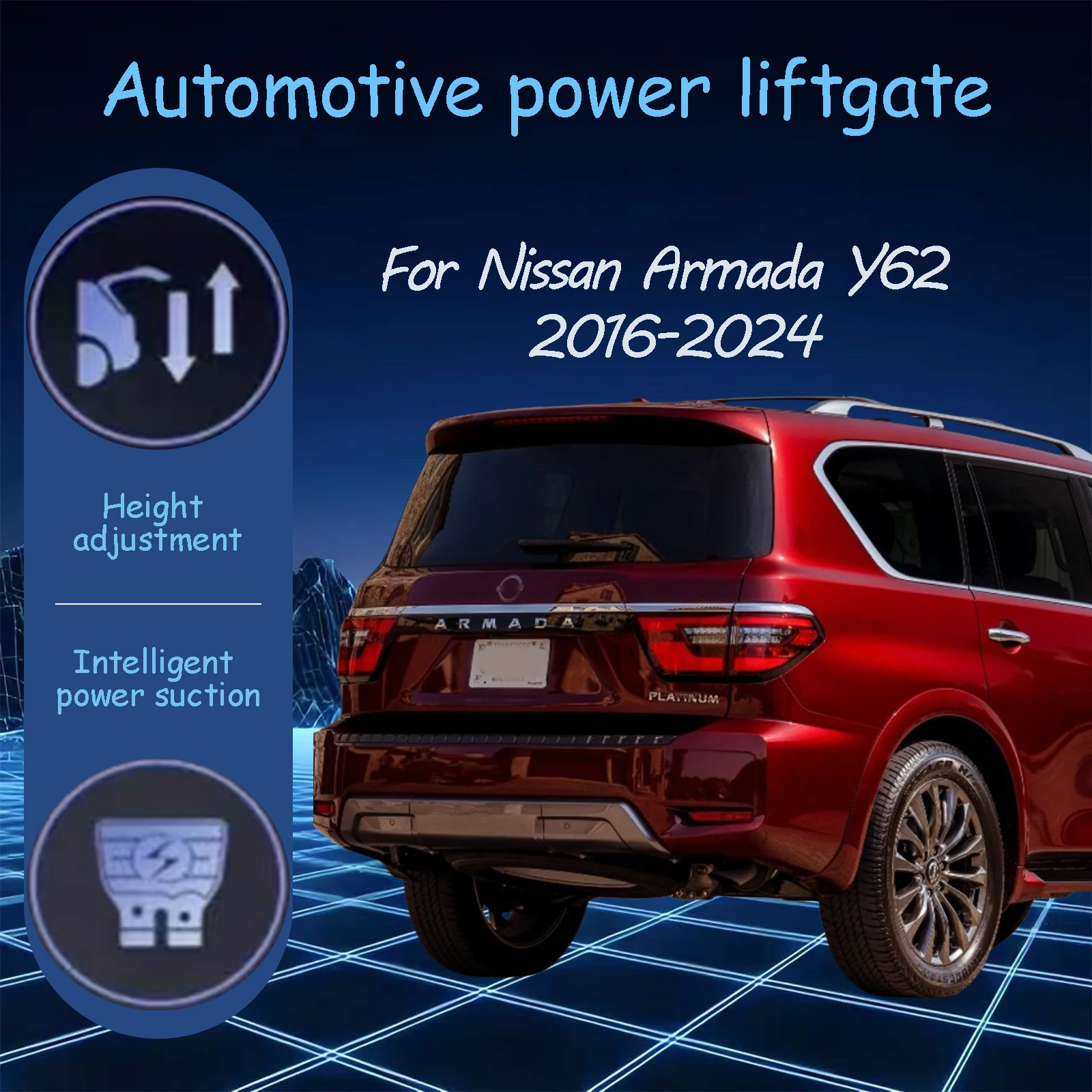For Nissan Armada Y62 2016-2024 Electric tailgate automatic suction locks suitable Trunk modification system
For Nissan Armada Y62 2016-2024 Electric tailgate automatic suction locks suitable Trunk modification system