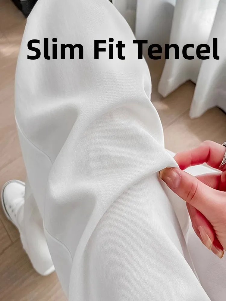 Широкие джинсы с высокой талией, женские новые свободные прямые джинсы больших размеров 2025 года, белый цвет, эффект похудения 
Широкие джинсы с высокой талией, женские новые свободные прямые джинсы больших размеров 2025 года, белый цвет, эффект похудения