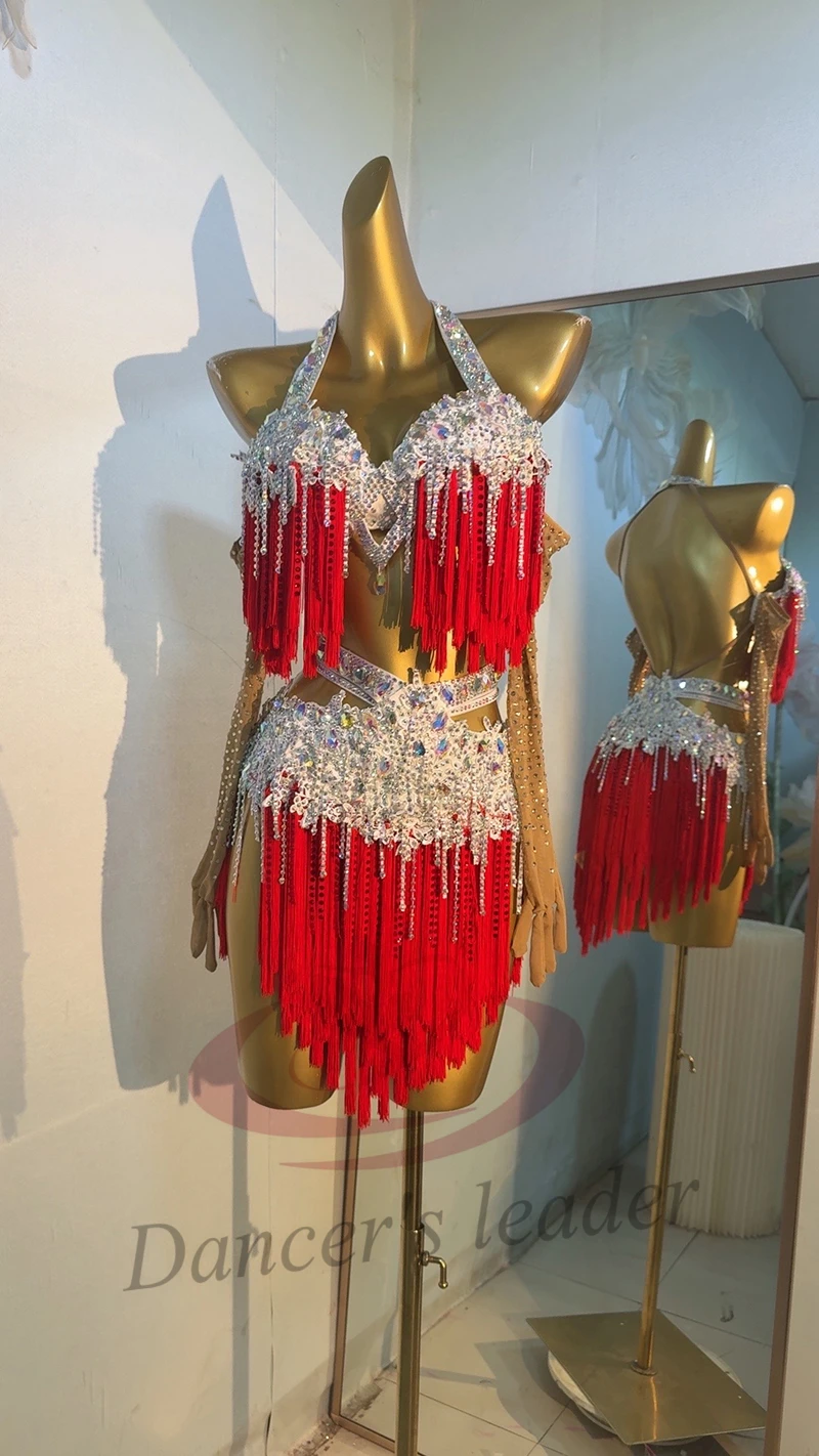 Latin Dance Adult Children'S Dress AB Stone High-End Custom Hanging Neck Red Tassel Cha Women'S Professional Clothing
Latin Dance Adult Children'S Dress AB Stone High-End Custom Hanging Neck Red Tassel Cha Women'S Professional Clothing