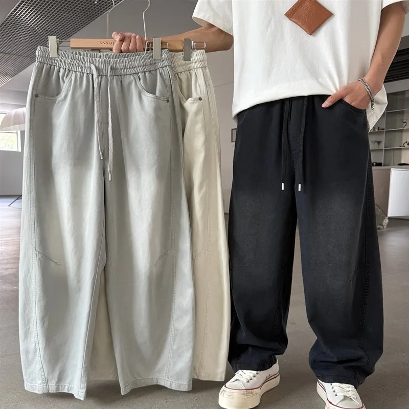 Men's Casual Straight Leg Jeans Lightweight Drapey Elastic Waist Drawstring Loose Fit Long Trousers Trendy Summer 2025
Men's Casual Straight Leg Jeans Lightweight Drapey Elastic Waist Drawstring Loose Fit Long Trousers Trendy Summer 2025